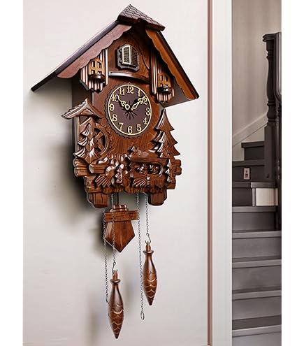 Amazon.co.jp: クォーツ鳩時計、木製装飾壁掛け時計、振り子時計